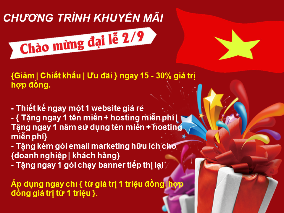 TƯNG BỪNG KHUYẾN MÃI CHÀO MỪNG LỄ QUỐC KHÁNH 2/9