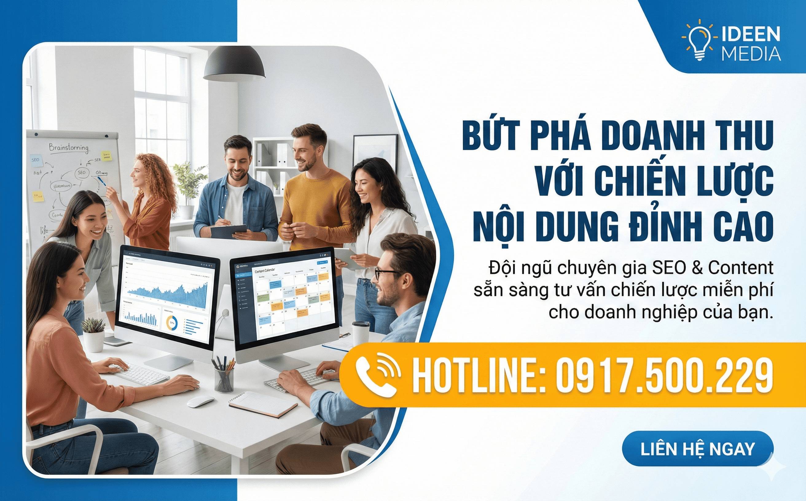 Liên hệ dịch vụ viết bài seo web uy tín Ideen Media